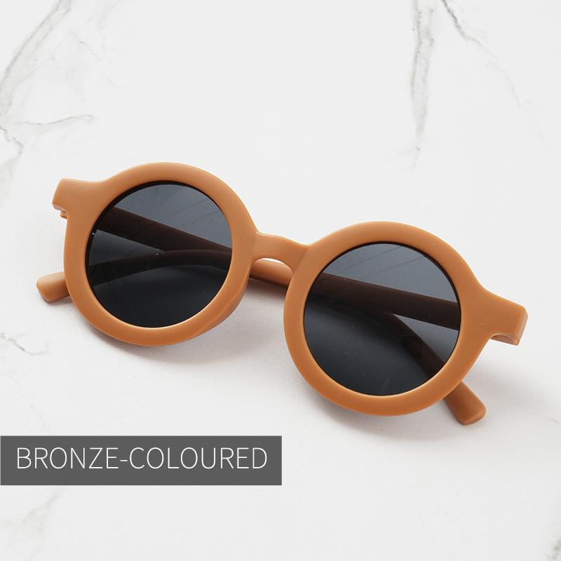 Baby Sunglasses Matte Children's Sunglasses Trendy Round Frame Retro Mocha Colored Glasses  Anti Purple Line