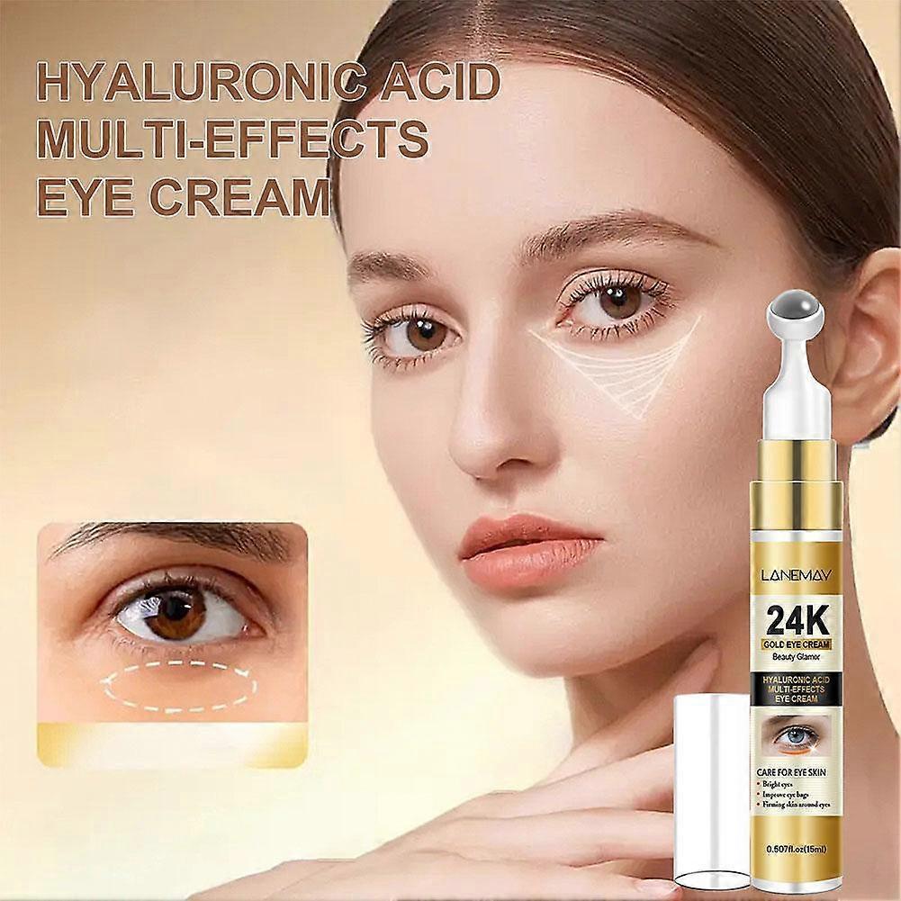 24K Gold Eye Cream with Rollerball - Hydrating Smooth Dark Circles Fine Lines