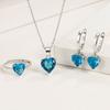 Heart Zircon 925 Silver Jewelry Sets Elegant Women's Ring Earrings Necklace Wedding Bridal Engagement Accessories