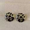 Modern Earrings Leopard Print Round Ear Studs Jewelry Gift For Women And Teens Alloy Metal Construction Ear Accessories