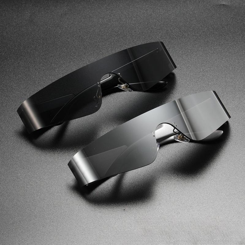 Future Oriented Y2K New Fashionable One-piece Sunglasses, Surround Style Sports Punk Sunglasses