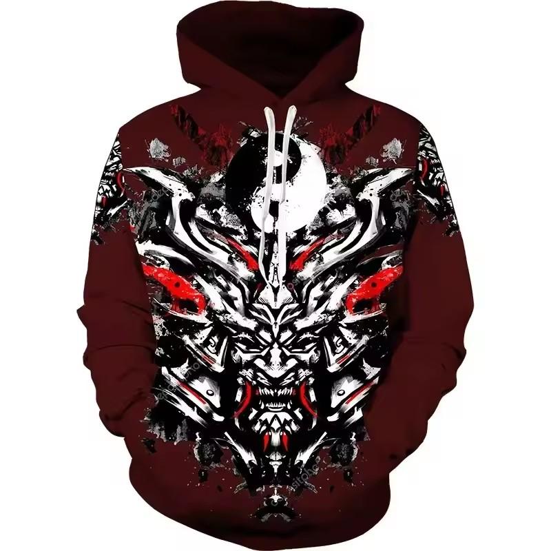 Bluzy z nadrukiem 3D Samuraja dla mężczyzn Rycerze w zbroi Graficzna bluza z kapturem Moda dziecięca Fajne bluzy Zima Harajuku Top Pulower
