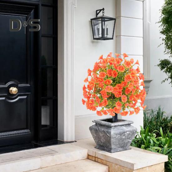 Faux Morning Glory Flowers Artificial Morning Glory Bush with Ground Spike Realistic Fake Greenery Shrubs for Outdoor Indoor Farmhouse Porch Patio