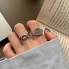 Crafted Geometric Beautifully Smiley Face Adjustable Ring With Rhinestones Perfect For Stylish Women