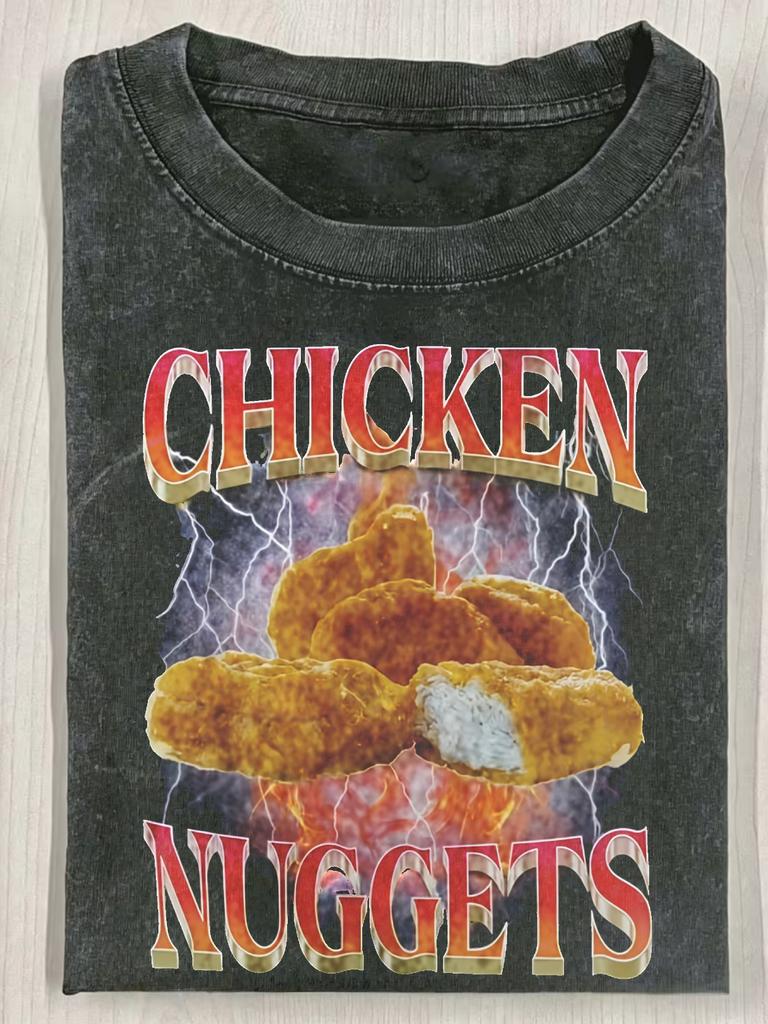 Humorous Vintage Chicken Nuggets Meme Washed Tshirt