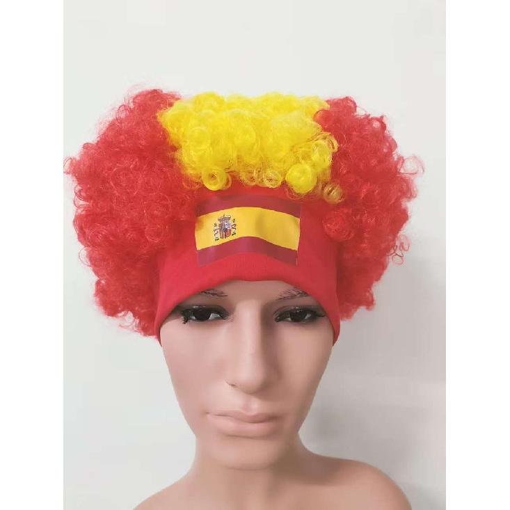 Fotbalový zápas Národní vlajka Paruka Afro vlasy Dekorace Fotbalový fanoušek Oslavné rekvizity