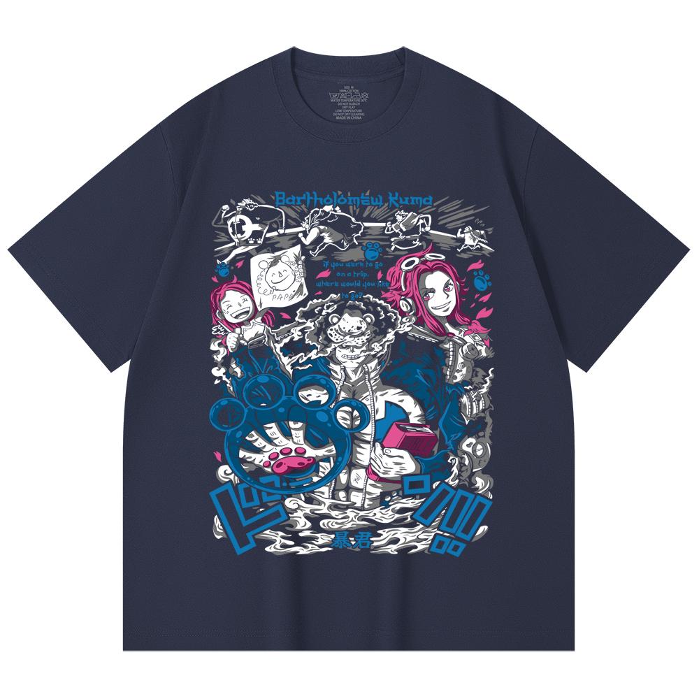 230 Gsm 100% Cotton One Piece V46 Kuma Print Unisex Heavy Cotton T Shirt