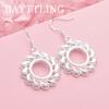 Luxury 925 Sterling Silver Delicate Round Pattern Earrings for Women Stylish Wedding Gift Jewelry Accessories