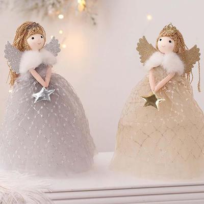Weihnachtsbaumspitze Stern Engel Heimdeko Weiche Puppe Mädchen Figur Flügel Baumdeko für Heimdeko Schlafzimmer Wohnzimmer Büro