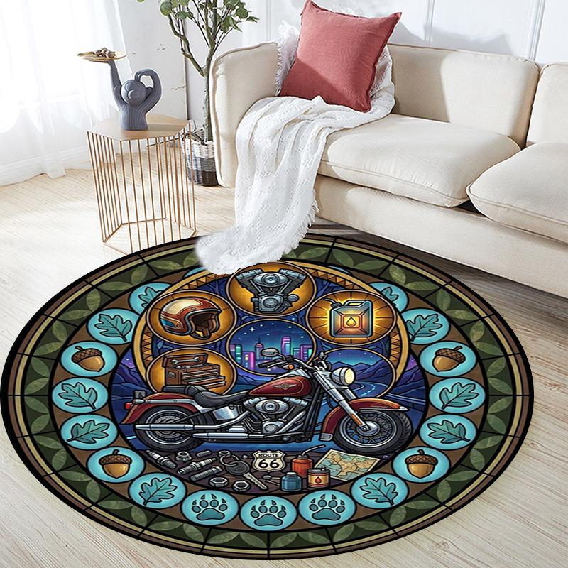 London Bus Journey Round Area Rug Under Office Chairs Bedroom Living Room Home Decor