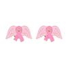 10Pcs Cancer Awareness Brooch Pink Alloy Ribbon Pin Wing Shape Brooches Lapel Pin with Back Clasp For Clothing Dress Bag