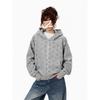 Grey Star-printed Hooded Cardigan Sweater Men's and Women's Autumn Loose and Versatile Design Zipper Casual Jacket
