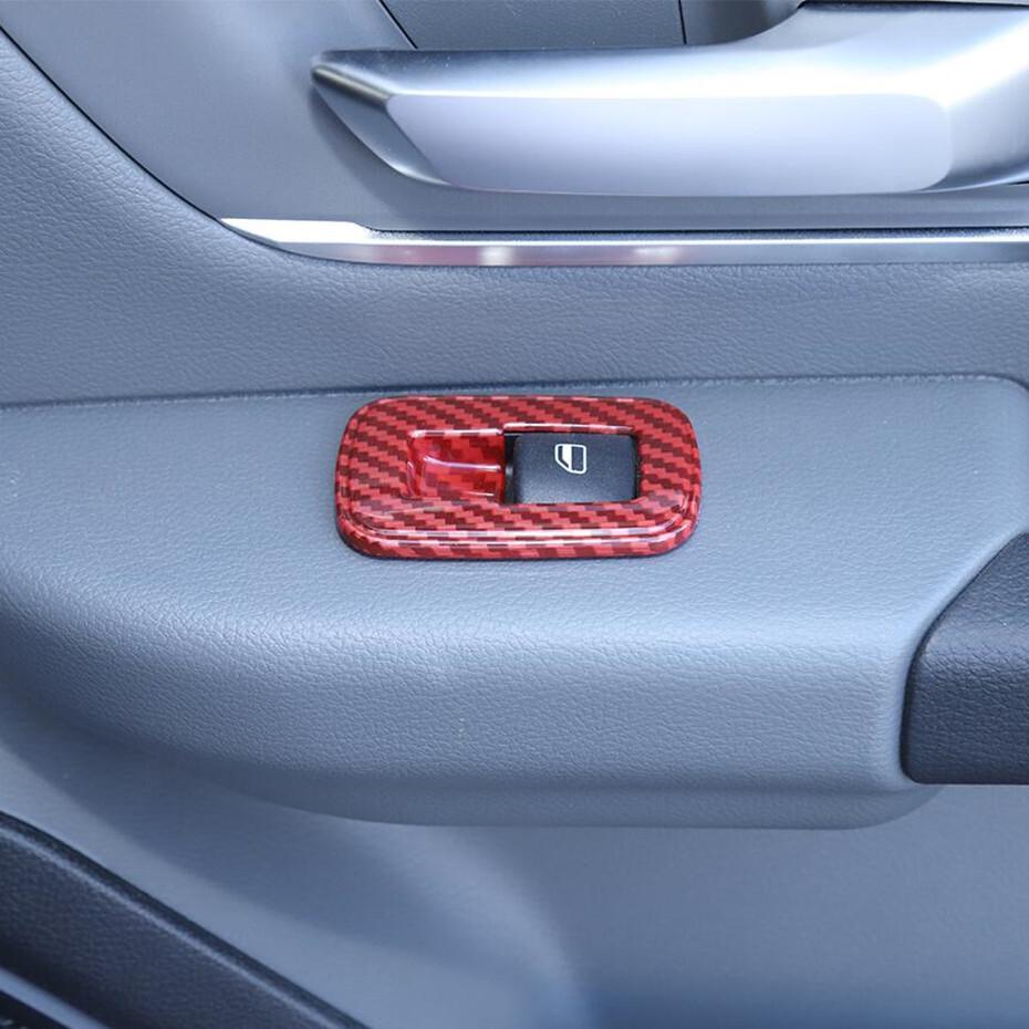 5P Window Lift Switch Cover Trim For Dodge Ram 1500 11-24 Accessories Red Carbon