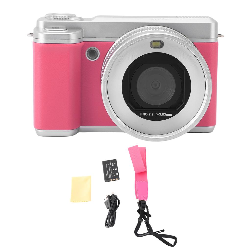 Digital Camera 5K 80MP HD Dual Lens Flip Screen 18X Digital Zoom Autofocus WiFi Video Camera for Travel Photography Pink