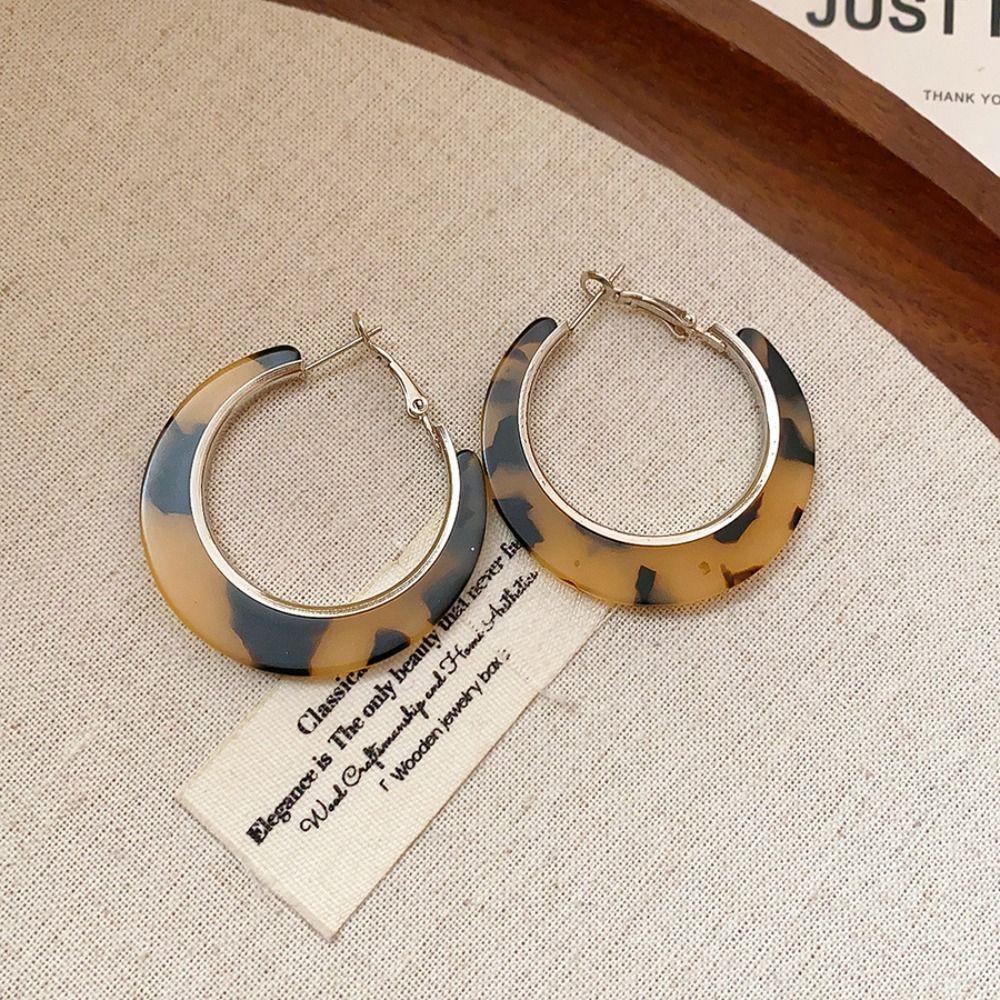 Trendy Leopard Print Earrings Acetic Acid Geometric Earrings Set Acetate Hoop Earrings Women