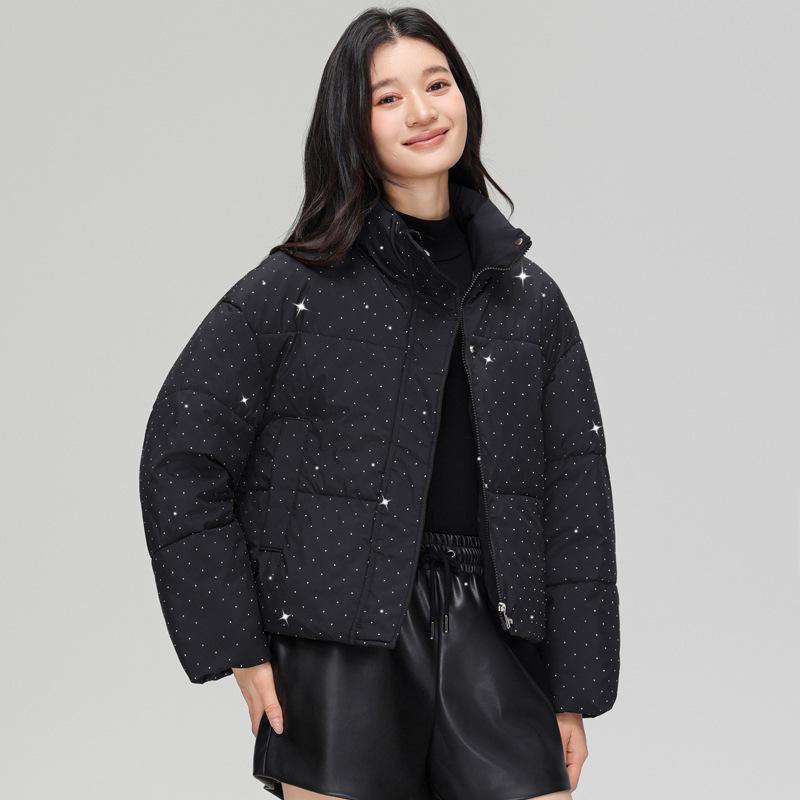 New shiny small student cotton-padded clothes, short bread clothes, cotton-padded clothes, thickened cotton-padded jackets in winter, trendy