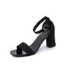 Fashion Women's 2025 Summer Fashion Sandals Medium High Heel Outdoor Sandalias Elegant Wedding Shoes Bridal Plus Size 34-40 Buckle Strap