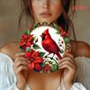 Cardinal Bird Metal Tin Sign 2D Round Wall Art Rustic Home Decor Garden Bar