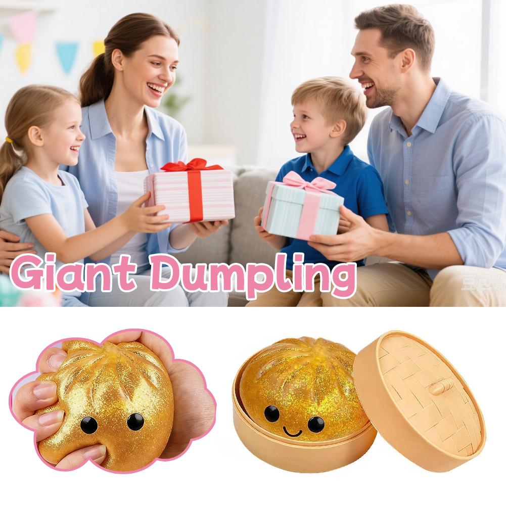 Large Dumpling Shaped Squishy Fidgeting Plaything Plush Stretchy Stress Relief Ball Glittery Sensory Toy For Kids Adults Anti-Anxiety Gift