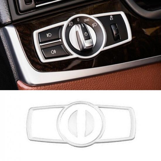 Fit For BMW 7 Series 2009-2015 Matte Silver Headlight Control Button Cover Trim