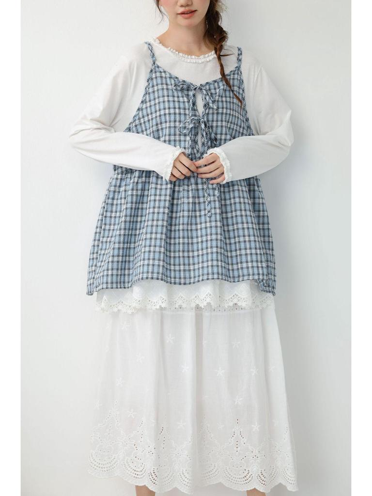 Spring Sweet Mori Girl Embroidered Lace A-Line Skirt