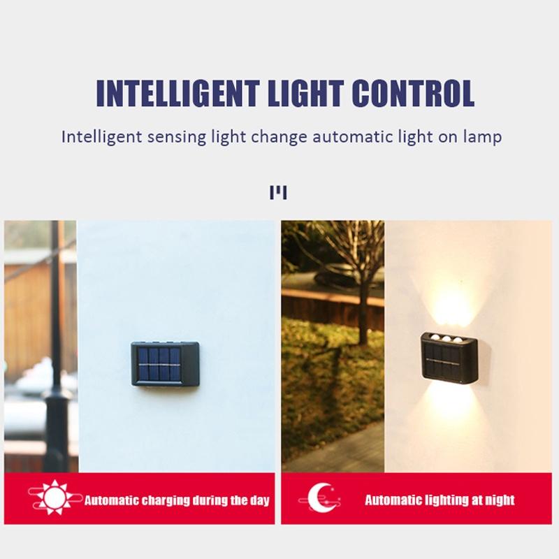 1pc 6LED Outdoor Solar Waterproof Solar Led Lights Courtyard Street Landscape Garden Decorative Wall Lights