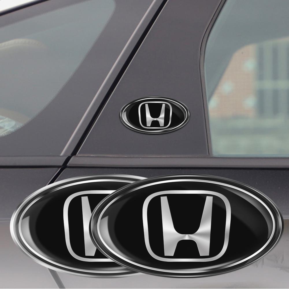 VFHJQ1 3D ABS Aluminum Car Sticker Body Trunk Decoration Sticker Accessories For Honda Fit Civic CRV Hrv CITY Accord CR-Z VTEC Insight