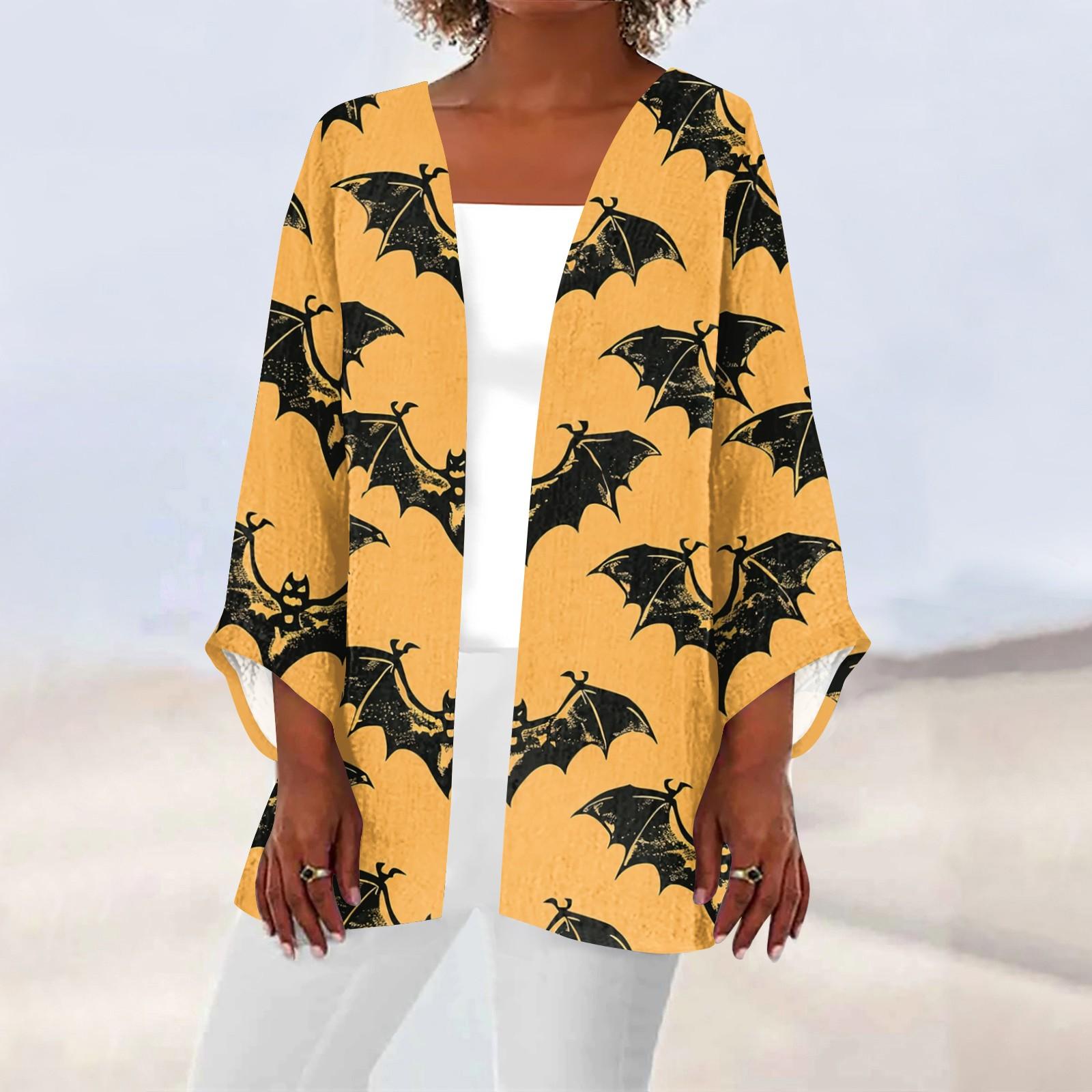 

Женская повседневная модная легкая куртка средней длины с принтом, кардиган L жёлтый