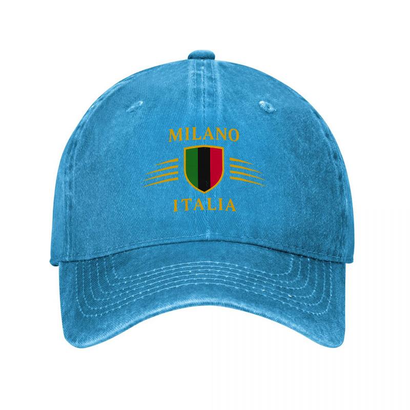 Milano Italia Vintage Washed Canvas Baseball Cap Unisex Adjustable Classic Italian Crest Logo Hat For Men Women Outdoor Travel