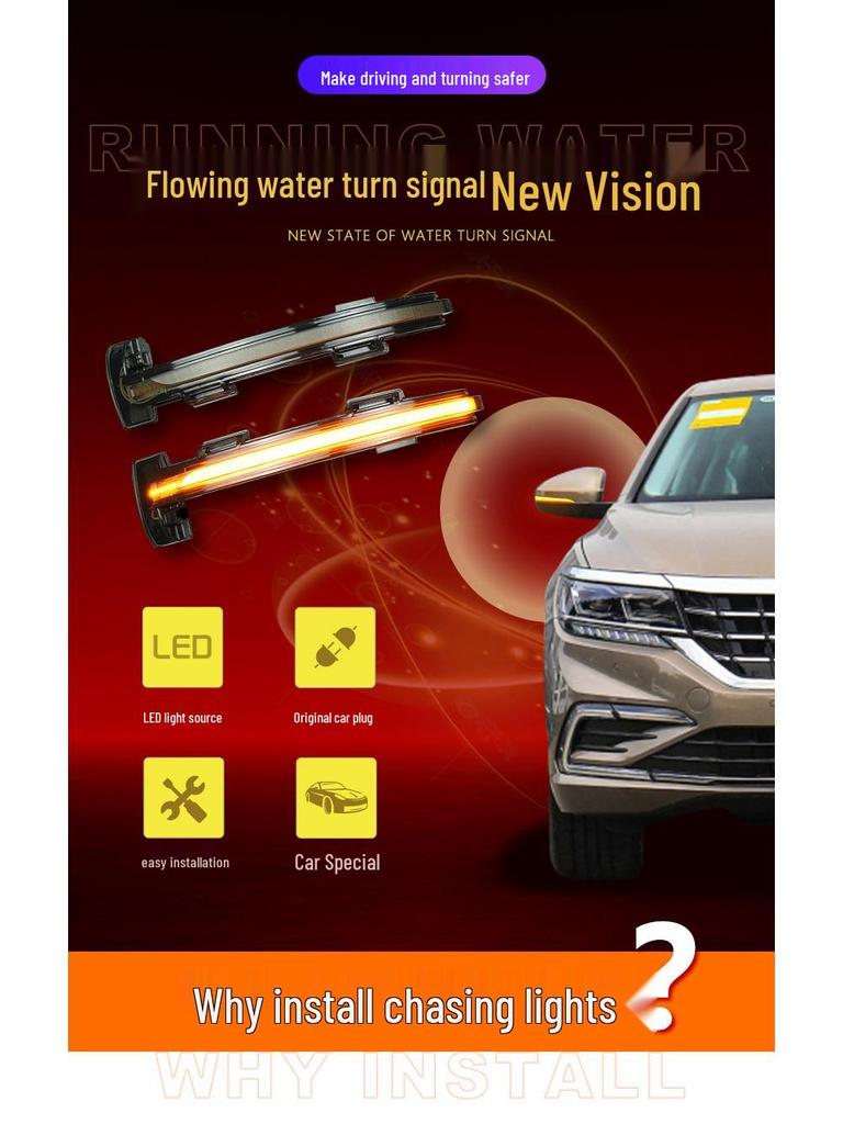 Skoda Octavia 2021+ Blue Sequential Rearview Mirror Turn Signal Light Modification