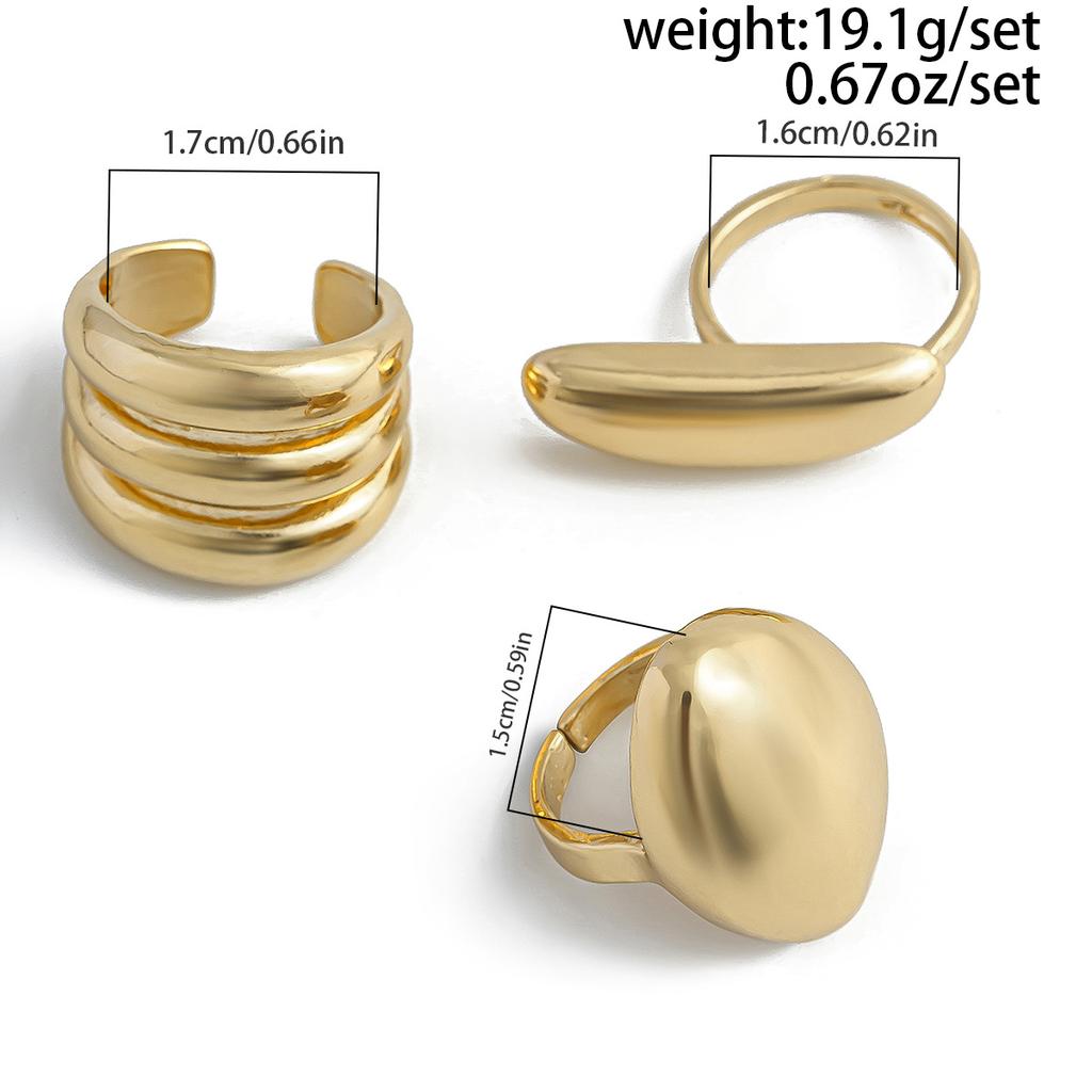 DIEZI Exaggerated 6 Style Geometric Metal Rings For Women Men Fashion Punk Gold Silver Color Knuckle Joint Ring Set Jewelry