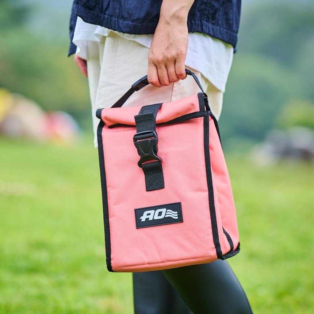 AO Coolers Lunch Soft Cooler Coral Lightweight Cold Storage Roll Top Type Small Cooler Box Lunch Box Cooler Bag Camping Picnic Subcooler Foldable