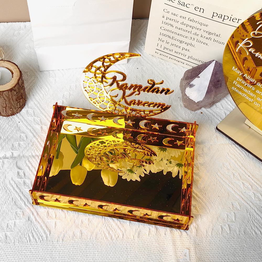 Eid Candy Tray Table Decoration Snack Dishes Box Islam Muslim Festival Party Supplies Ramadan Acrylic Holder Home Decor Supplies
