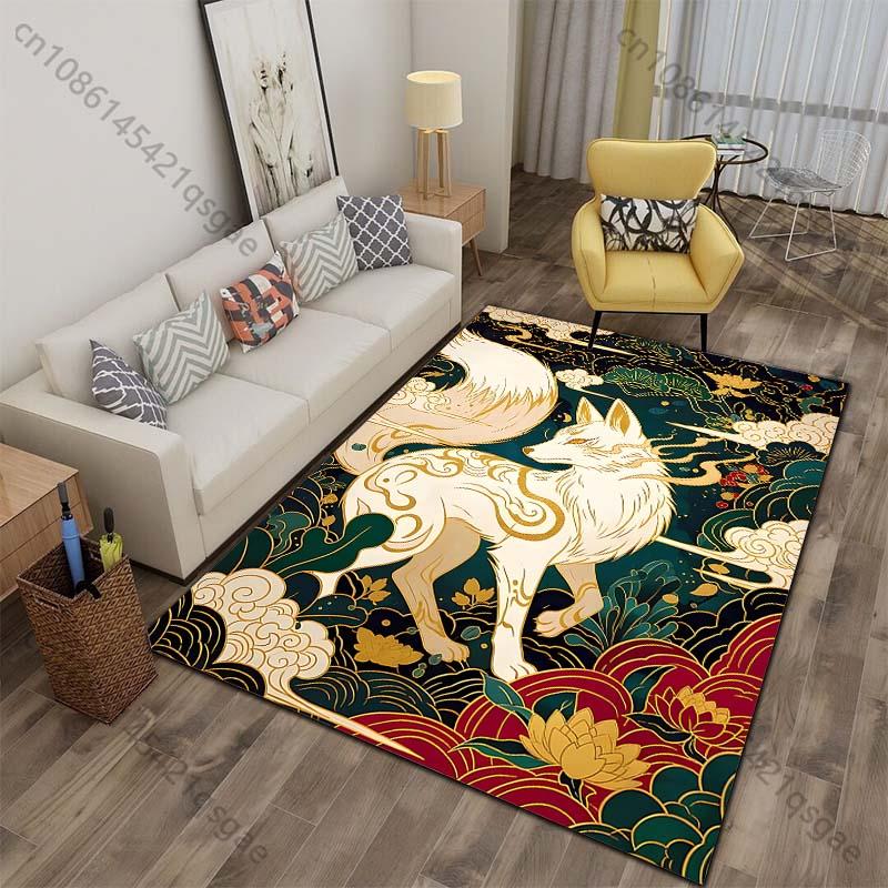 

Multiple sizes Chinese-Style Nine-Tailed Fox Print Carpet for Living Room Bedroom Sofa Home Decor Non-slip Mat Luxury Gift 40x60cm