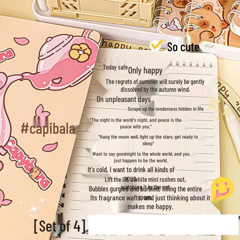 60-Page Cute Capybara A5 Lined Notebook: Thickened, High-Quality Diary