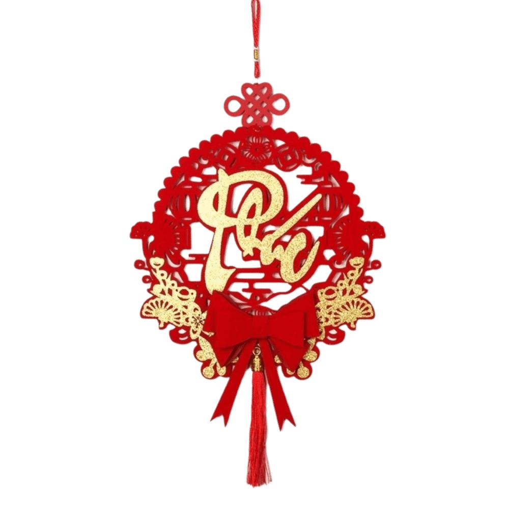 Traditional Lunar New Year Decorations Tassels Chinese Style Goat Year Festival Pendants Blessing Word Fan Shape