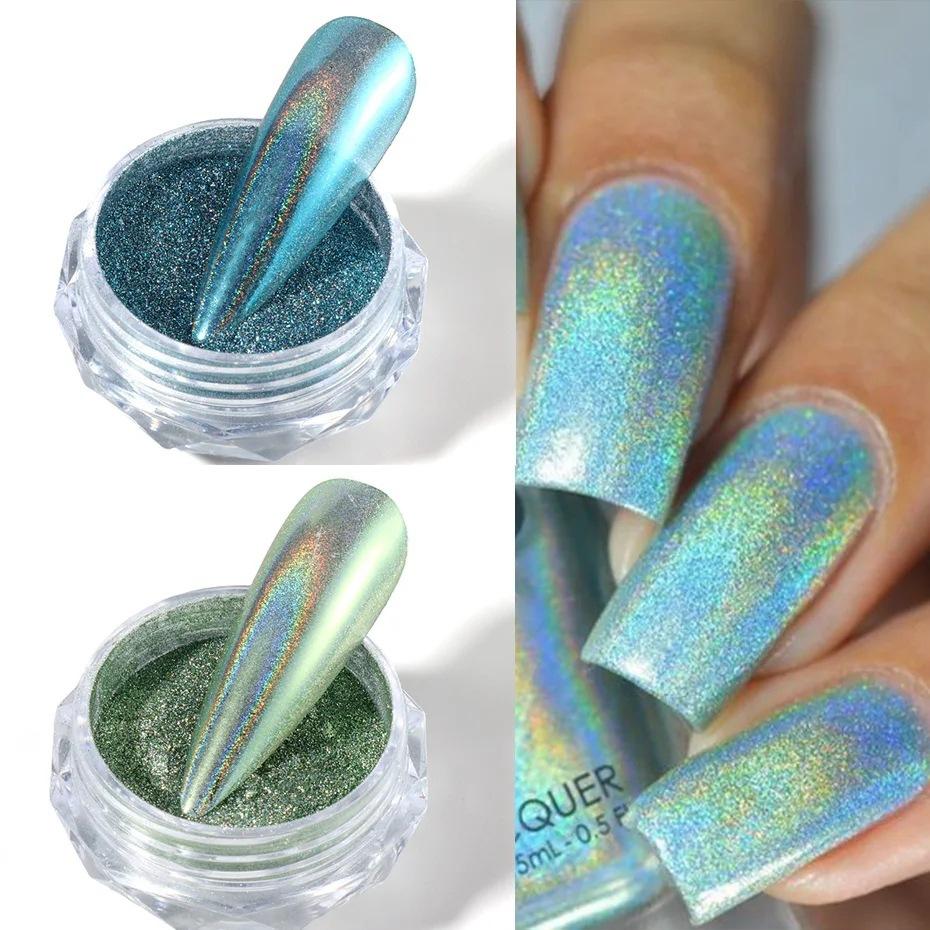 Metall Nagel Spiegel Glitter Pulver Gel Polnisch Reiben Staub Glänzend Gold Silber Feine Chrom Flocken Pigment DIY Zubehör Dekor