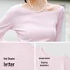 Semir Women's Slim Fit Off-Shoulder Letter Crop Long Sleeve T-Shirt