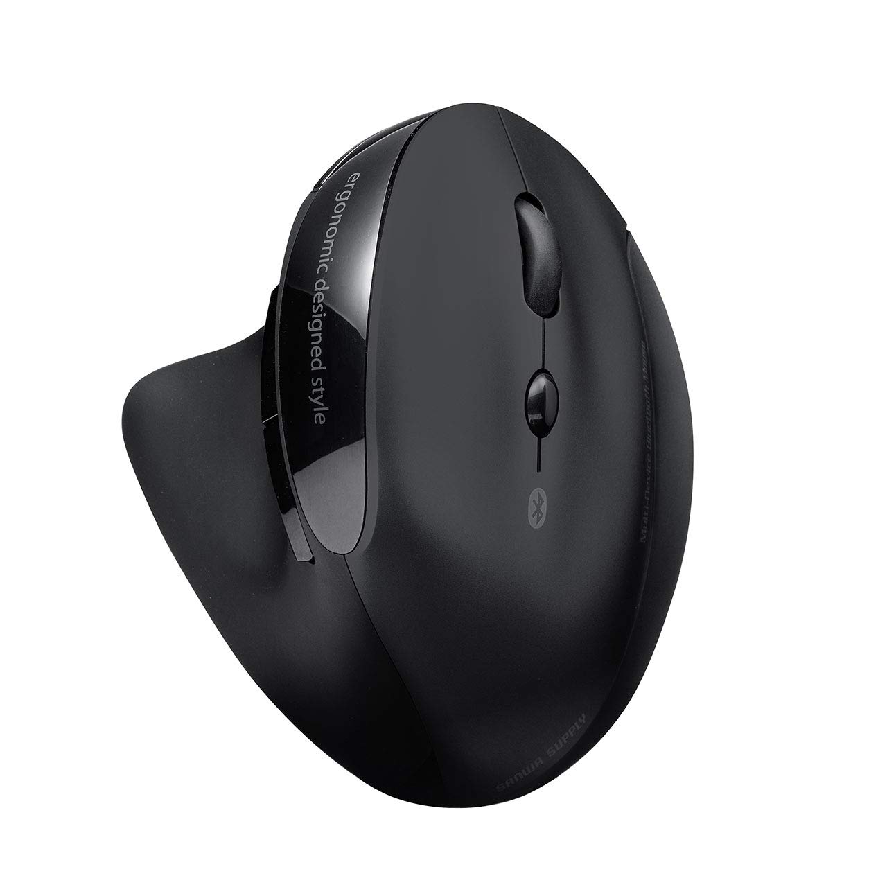 

Sanwa Direct Bluetooth Ergonomic Mouse, Multi-Pairing, One-Touch Switching for 3 Devices, Rechargeable, Quiet, 5 Buttons, Blue LED, 400-MABT127