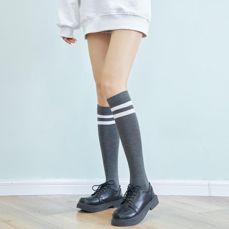 Spring & Autumn Micro-Pressure Slimming Thigh-High Knee Socks for Women - Japanese Korean College Style, Student Long Tube Football Socks
