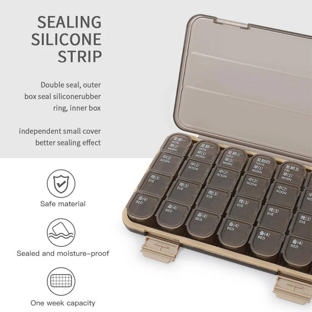 Portable 21/28 Grids Weekly Pill Box Medicine Dispenser Tablet Organizer Storage Boxes 7 Days Compartment Pills Case Container