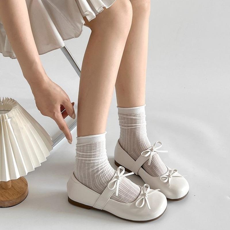 Retro round head Mary Jane shoes new with skirt bow small leather shoes student cute women's shoes