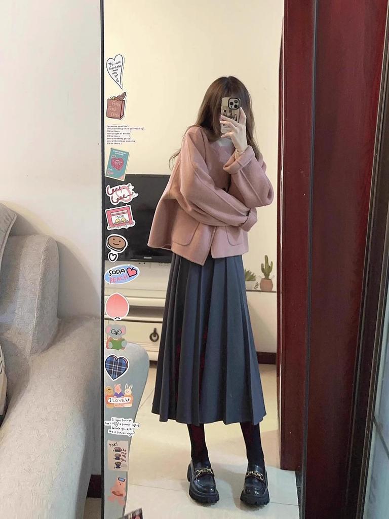 Korean-Style Petite Women's Short Wool Coat - Trendy Autumn/Winter Fragrance Style