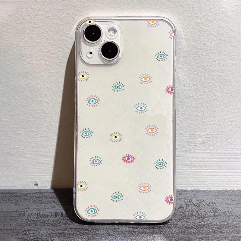 Lucky Eye Blue Evil Eye Print Phone Case for IPhone 16 15 14 13 12 11 Pro Max X XS SE2 7 8 Plus Fundas Clear Soft Silicone Cover