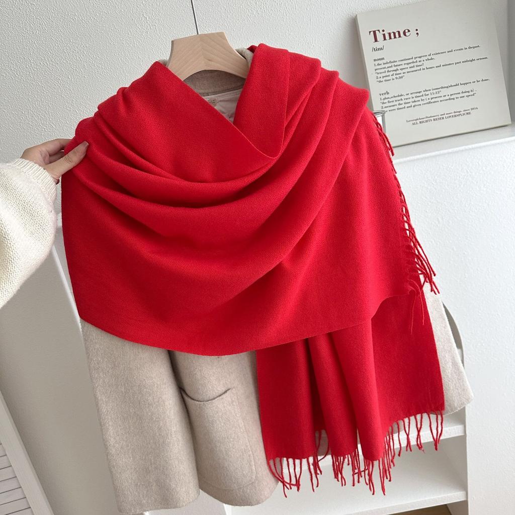 Classic Solid Tassel Scarf Men Women Fall Winter Imitation Cashmere Thick Versatile Shawl Causal Wrap Warm Muffler Male Female