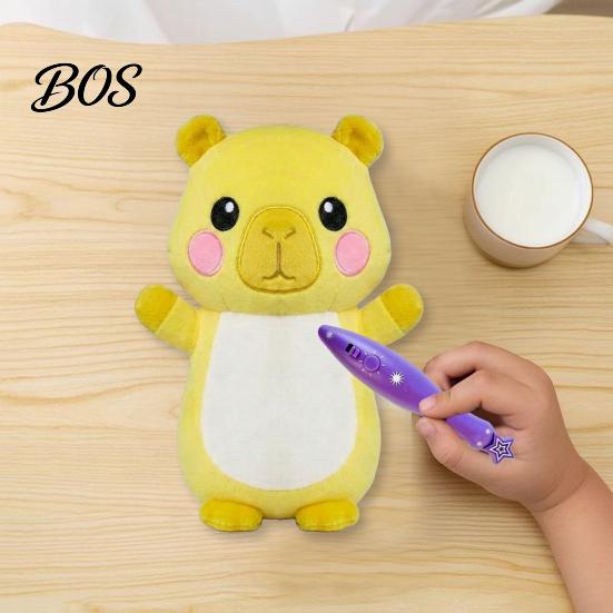 DIY Drawing Stuffed Doll Glow in The Dark Animal Toy with Light Pen, Luminous Fox Rabbit Kids Plush Bear Penguin Doll, Painting Glowing Plushie