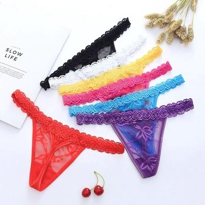 Γυναικείο στρινγκ G-string διάφανο εσώρουχο δαντέλα λουλουδάτο εσώρουχο σέξι σλιπ Σώβρακο 7 χρωμάτων