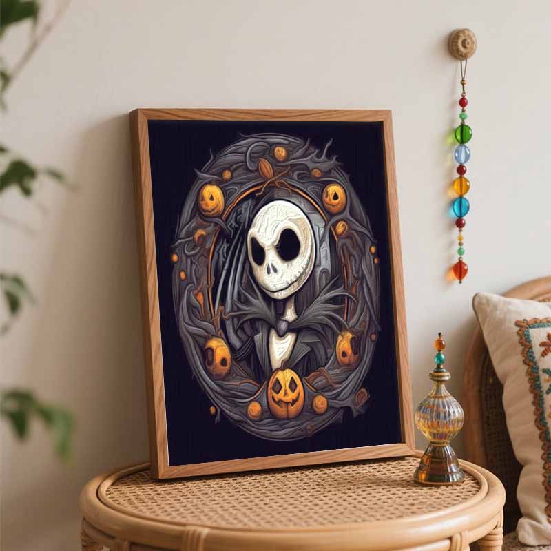 Disney Jack Skellington DIY Painting Kit Classic Style Home Decor Craft Gift Idea Halloween Pumpkin Frame Wall Art Canvas Painting Set 123