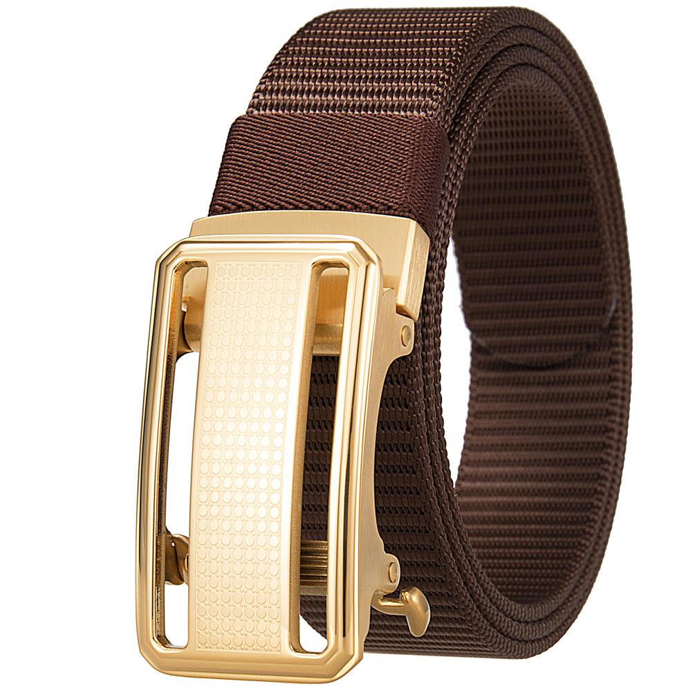 1Pcs Fashion Nylon Braided Belt Men, Button Head Front Switch Toothless Stainless Steel Buckle 3.5Cmly36-61931-3