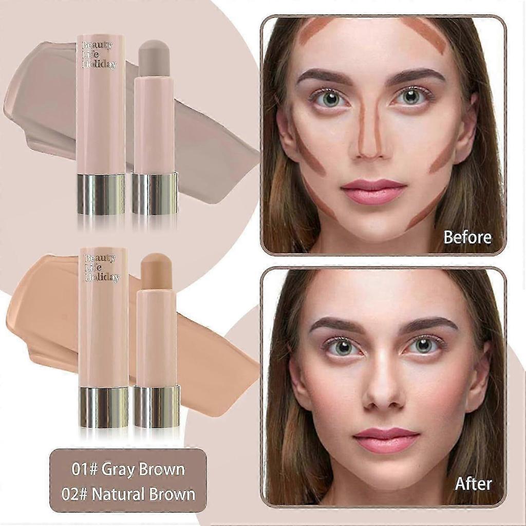 2Pcs Warm and Cool Toned Contour Stick, Natural Matte Cream Contour Stick, Lightweight and Smooth Cream Bronzer Stick for Face Shaping Contouring Make